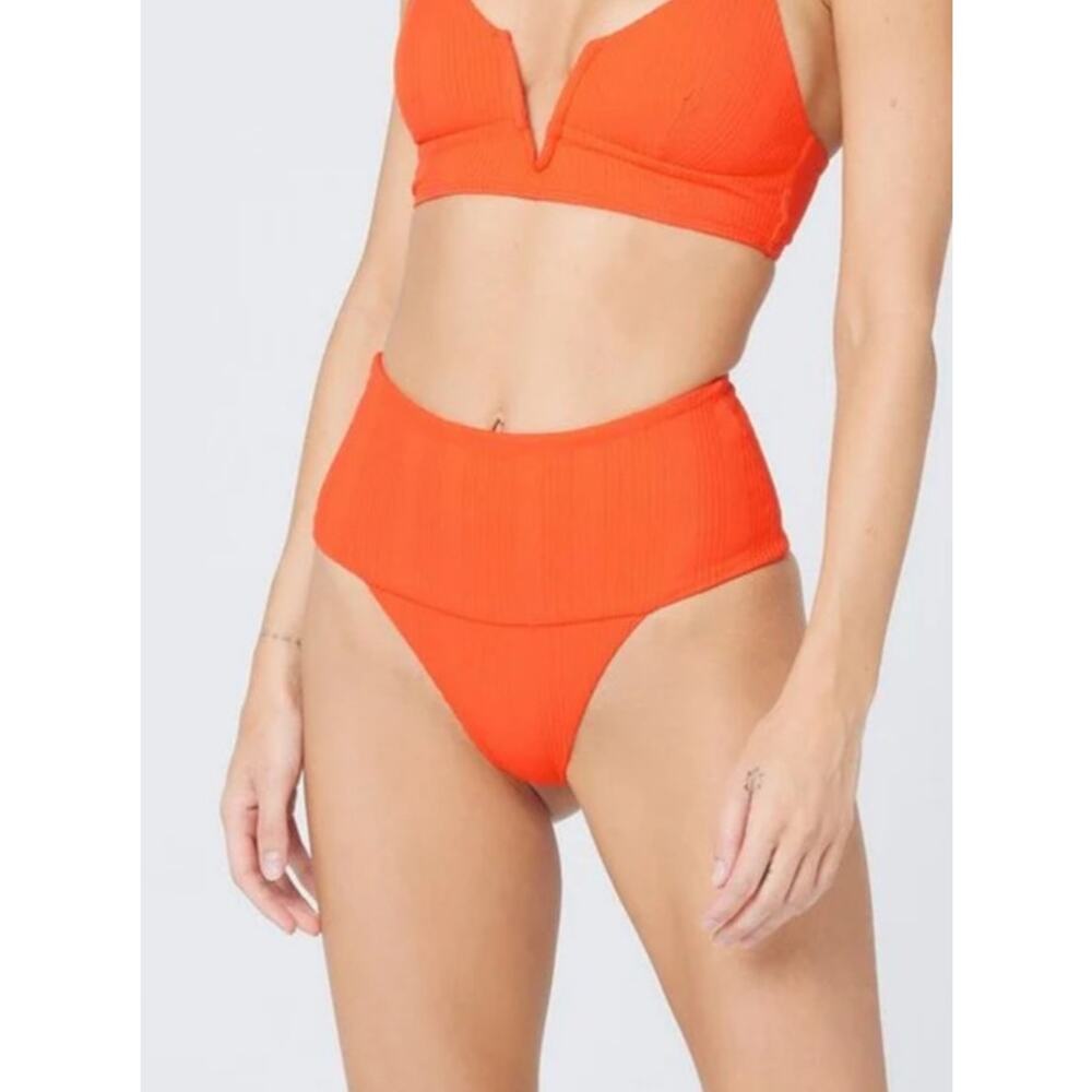 L*Space Desi High Waisted Bikini Bottom in Poppy Orange Size Small